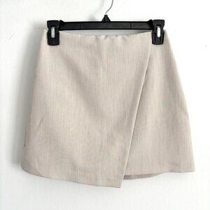 Abercrombie & Fitch Gray Beige Faux Wrap Side Zip Mini Skort Women’s XS Skirt